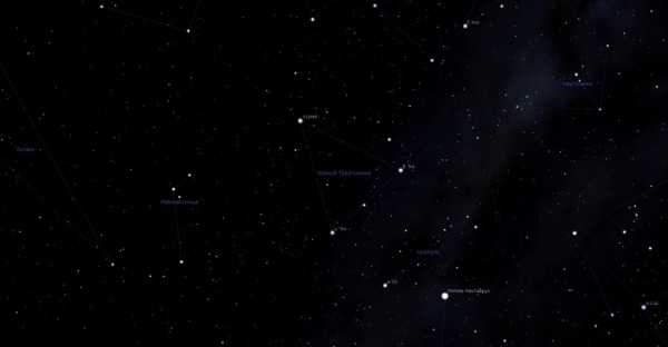 Созвездие Южный Треугольник, вид в программу планетарий Stellarium