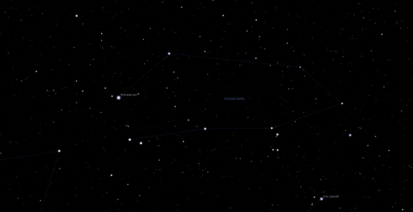 Созвездие Южная Рыба, вид в программу планетарий Stellarium